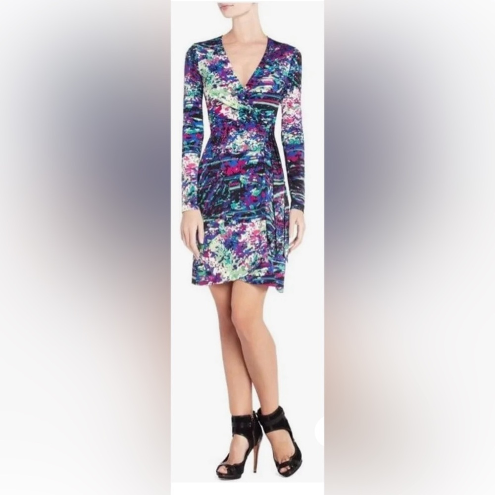 BCBGMaxAzria Vibrant Long Sleeve Wrap Dress